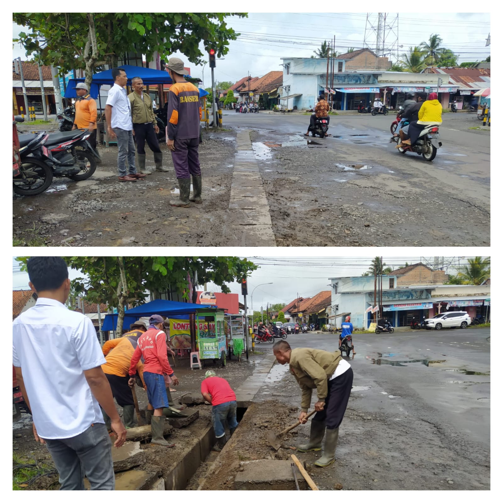 Pemeliharaan Drainase Jalan di Perempatan Purwodadi