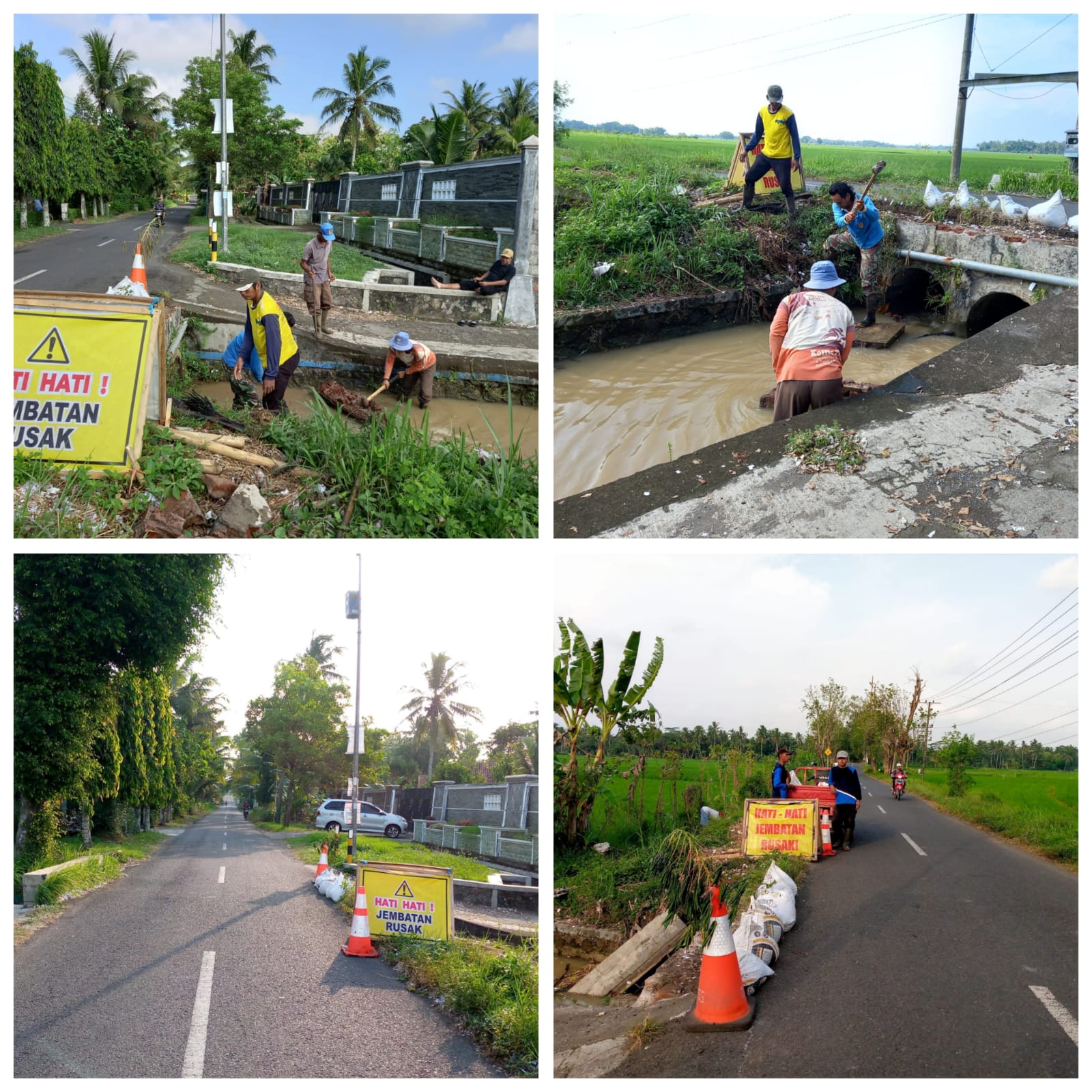 Pemasangan Pengaman Jalan dan Pembersihan Saluran.