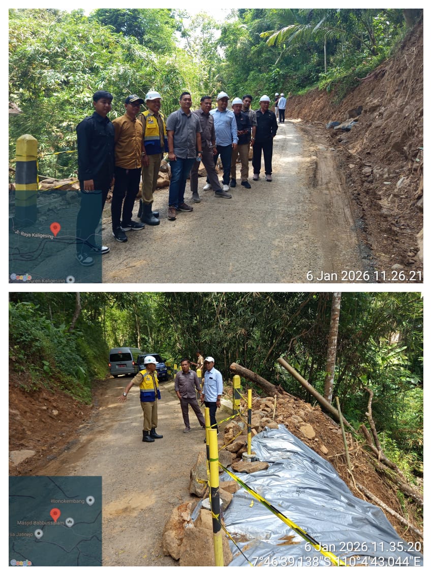 Komisi II DPRD Purworejo dan DPUPR Bidang Bina Marga Tinjau Lokasi Longsor Badan Jalan di Ruas Jalan Somongari - Jatirejo  Desa Jatirejo