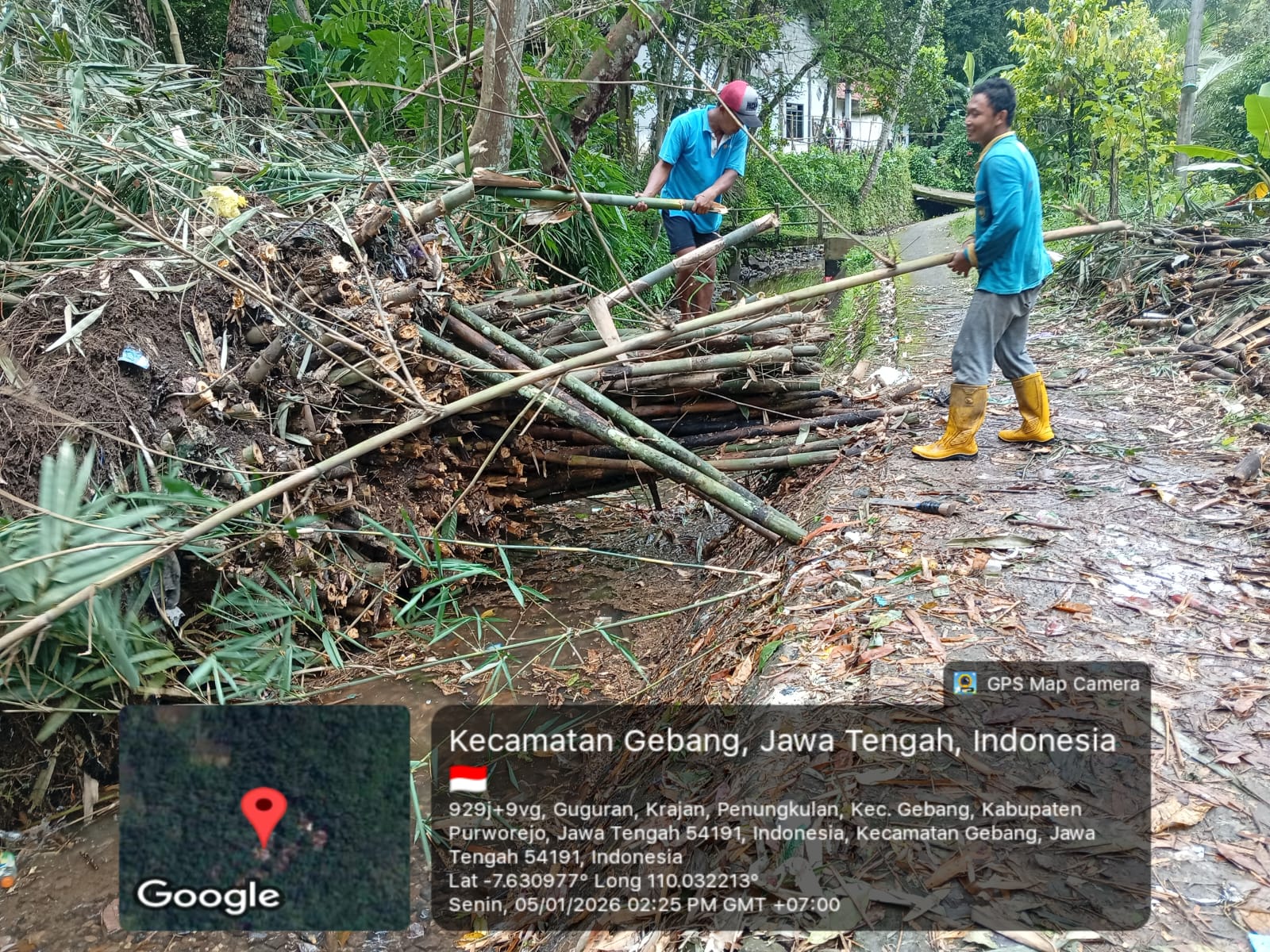 Pembersihan Longsoran Bambu di Saluran Irigasi D.I Guntur