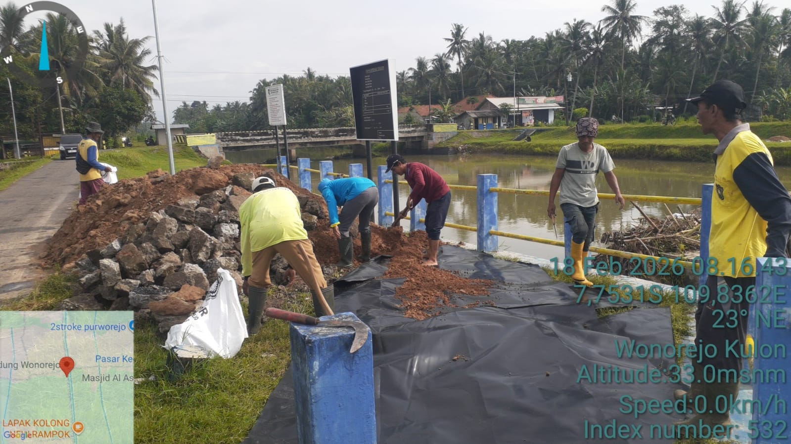 UPT PJI Wilayah Kutoarjo Tangani Tanggul Amblong di Bendung Wonorejokulon