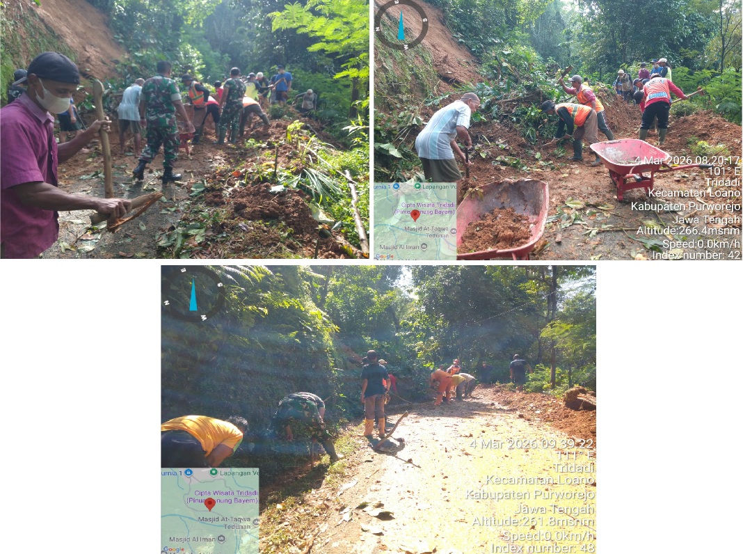 UPT Loano Bersama Warga Tangani Longsor di Jalan Banyuasin–Tridadi